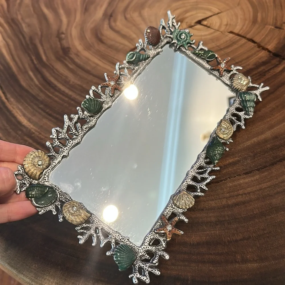 Pier 1 Coastal Shell Mirror Tray – Nautical Beach Decor